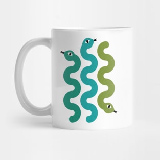 Squiggly Snakes on White – Retro 70s Wavy Snake Pattern Mug